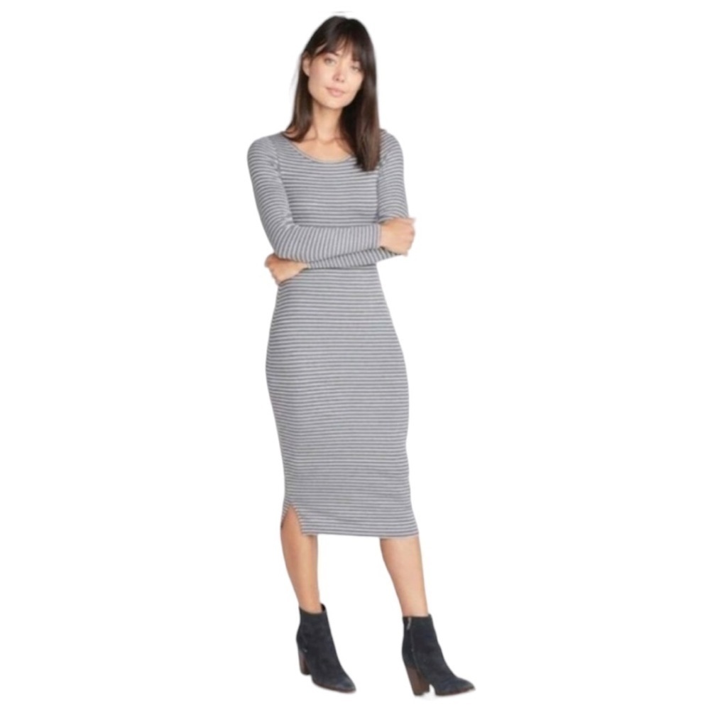 Marine Layer Ribbed Grey Striped Maxi‎ Dress Fall Wardrobe Staple Size medium